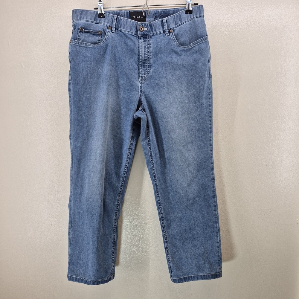 HILTL Jeans Noah Mens 36x25.5 Blue Denim‎ Light Wash Stretch